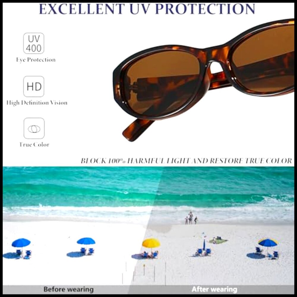 Retro Oval Cat Eye Sunglasses Small Frame UV400 Protection Women's Accessory - Picture 3 of 7